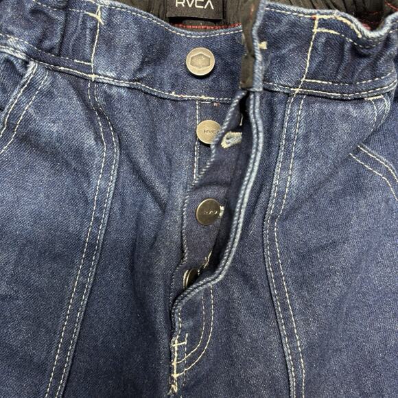 RVCA x Pac Sun Scrunchie High Waisted Jeans Blue Denim Pants Size XS Dark Indigo - Picture 6 of 15